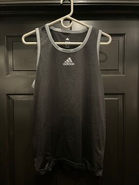 adidas Black Performance Tank with White Logo
